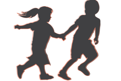 Two children holding hands 
