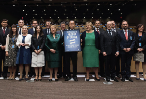 group photo of UN representatives with the secretary general